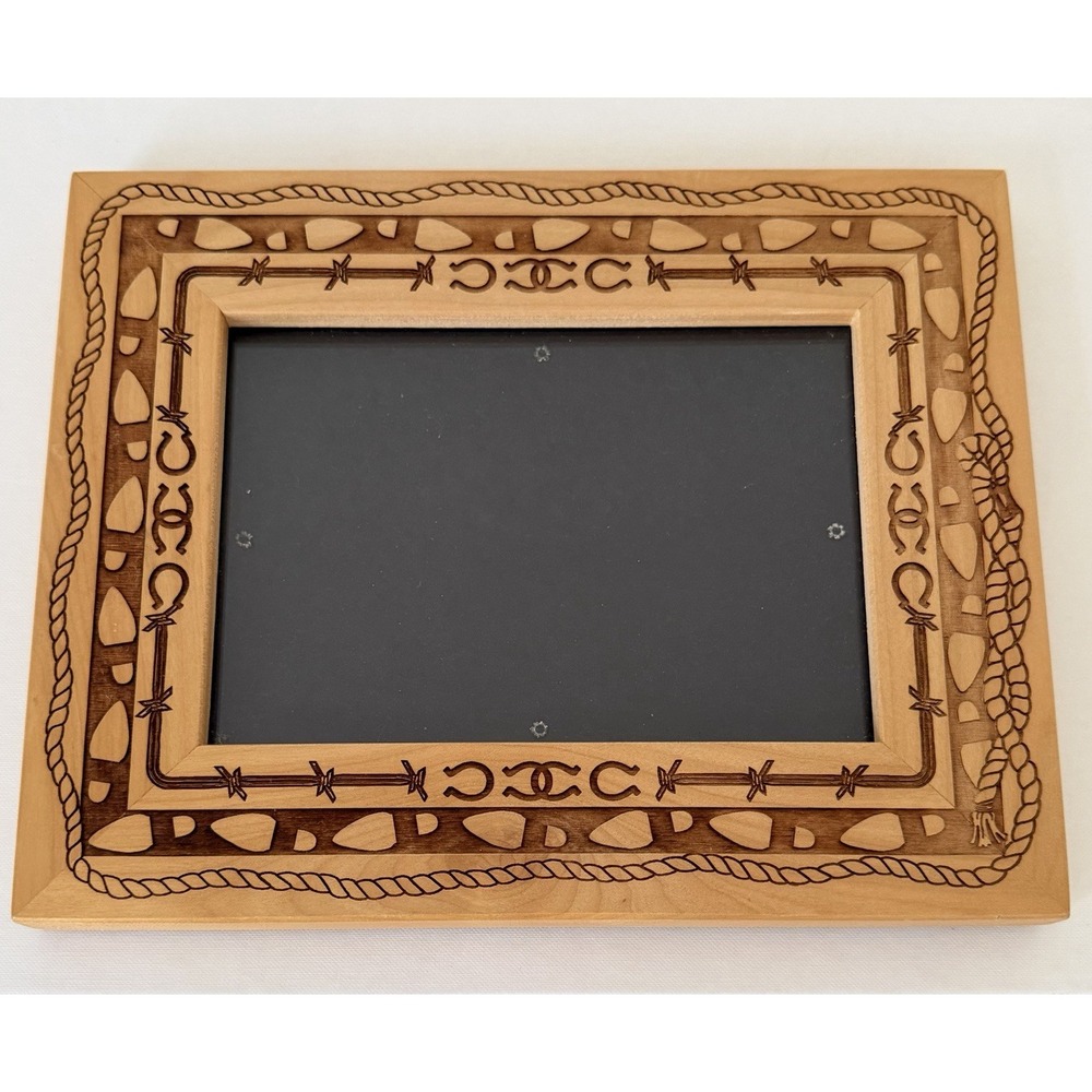Wood Picture Frame Country Western Horse Shoe Rodeo Roper Gift Cowboy Cowgirl